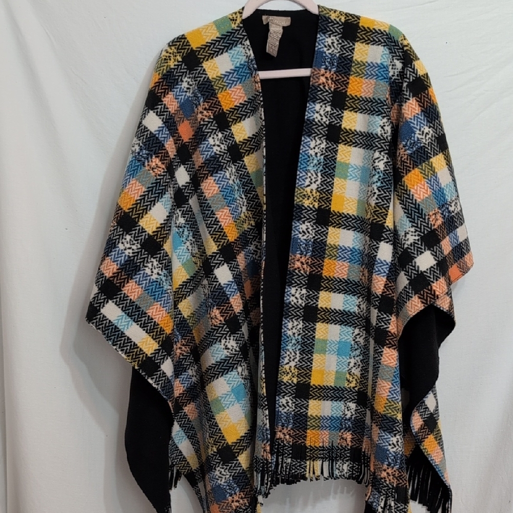 Plaid Multicolor Poncho